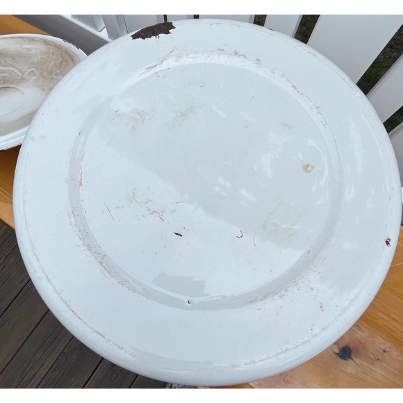 Rustic Vintage White and Red Enamelware Lidded Stock Pot, Large Container - Picture 10 of 10